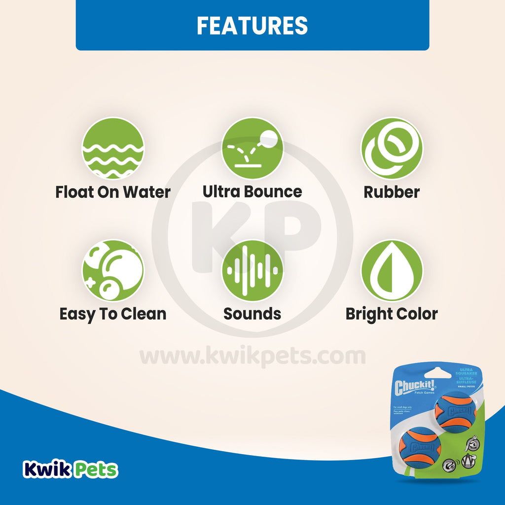 Chuckit! Ultra Squeaker Balls Dog Toy Blue/Orange Small 2 Count