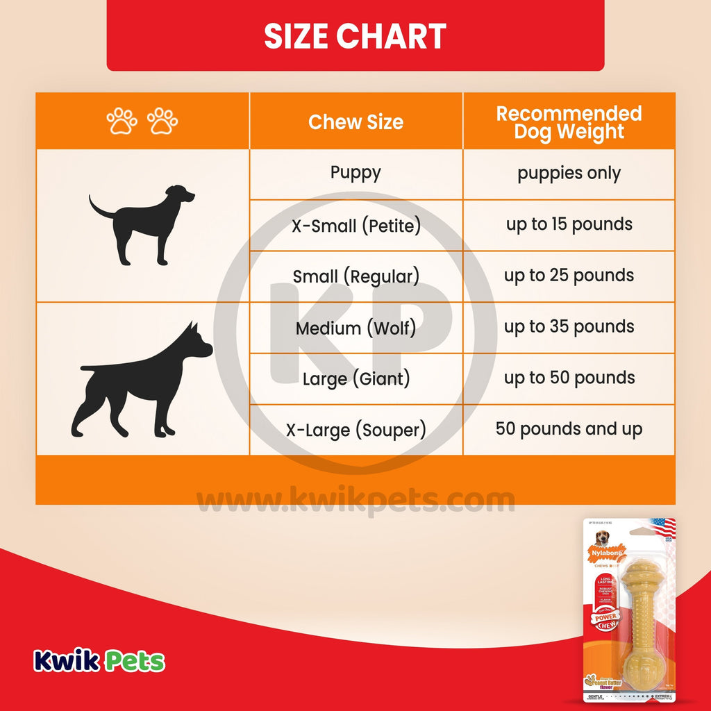Nylabone Barbell Power Chew Durable Dog Toy Peanut Butter Medium/Wolf - Up To 35 lbs