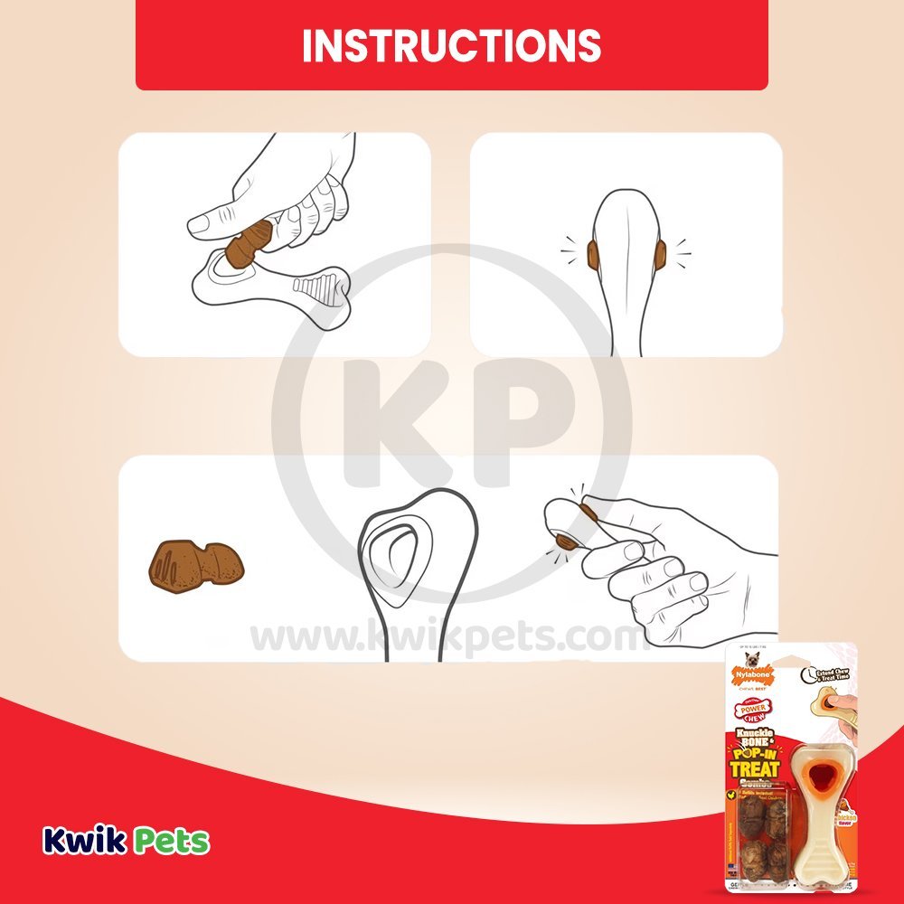 Nylabone Power Chew Knuckle Bone & Pop-In Treat Dog Toy Combo Chicken XS/Petite - Up To 15 lbs