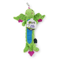 goDog Skinny Dragons Chew Guard Technology Squeaky Plush Dog Toy Green Large