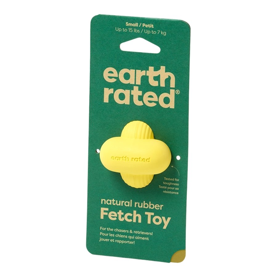 Earth Rated Natural Rubber Dog Fetch Toy Yellow Small