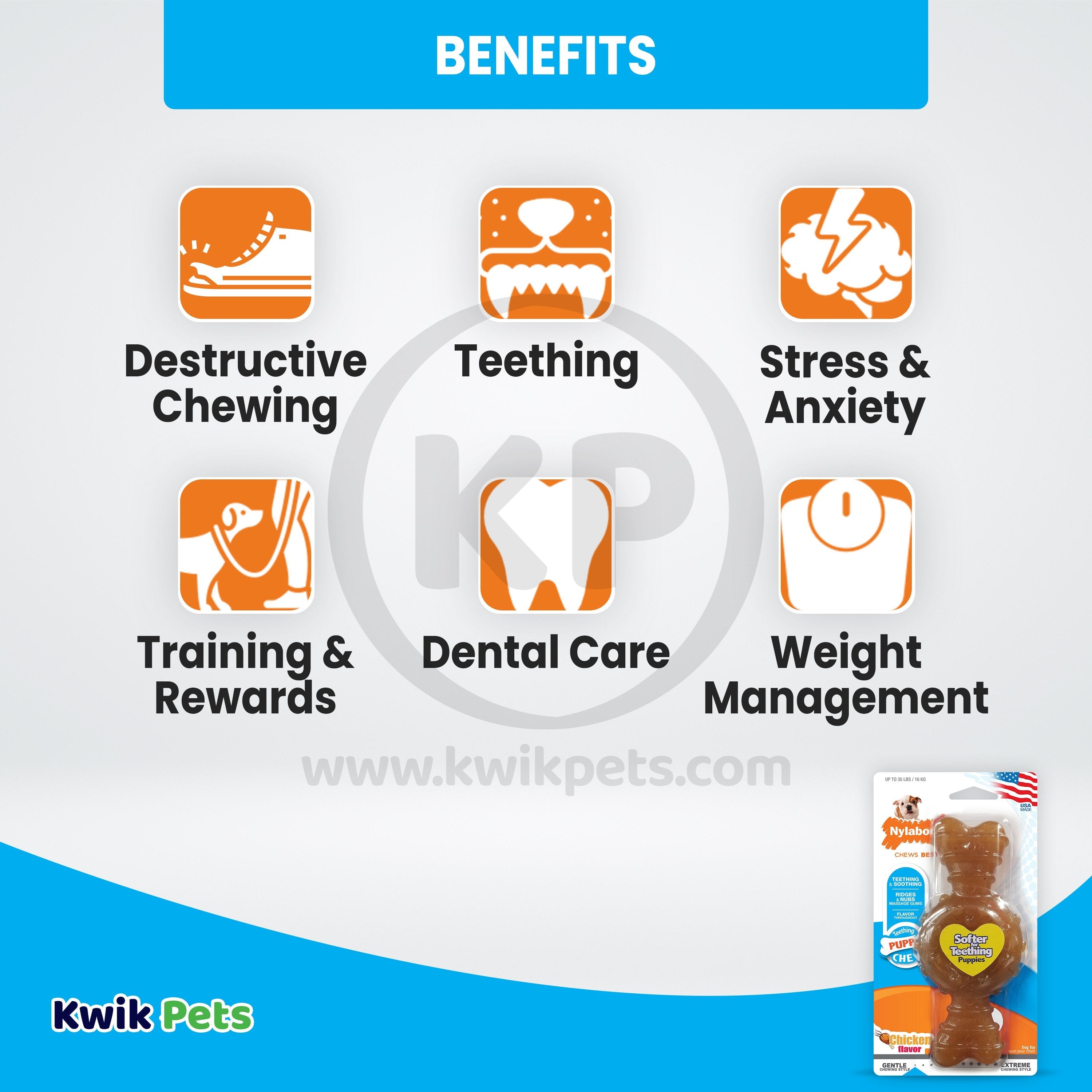 Nylabone Puppy Chew Ring Bone Teething Toy Chicken Medium/Wolf - Up To 35 lbs