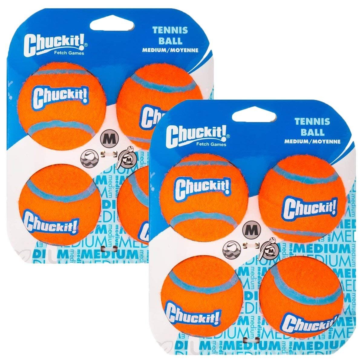 Chuckit! Tennis Ball Dog Toy Shrink Sleeve Blue/Orange Medium 2 Pack of 4 Count