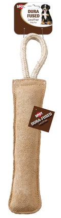 Spot Dura-Fused Leather Retriever Dog Toy Brown & White 15-in