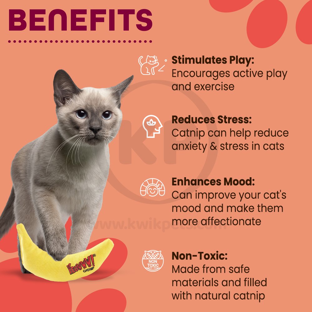 Yeowww! Chi-CAT-a Banana Catnip Cat Toy Yellow 7-in