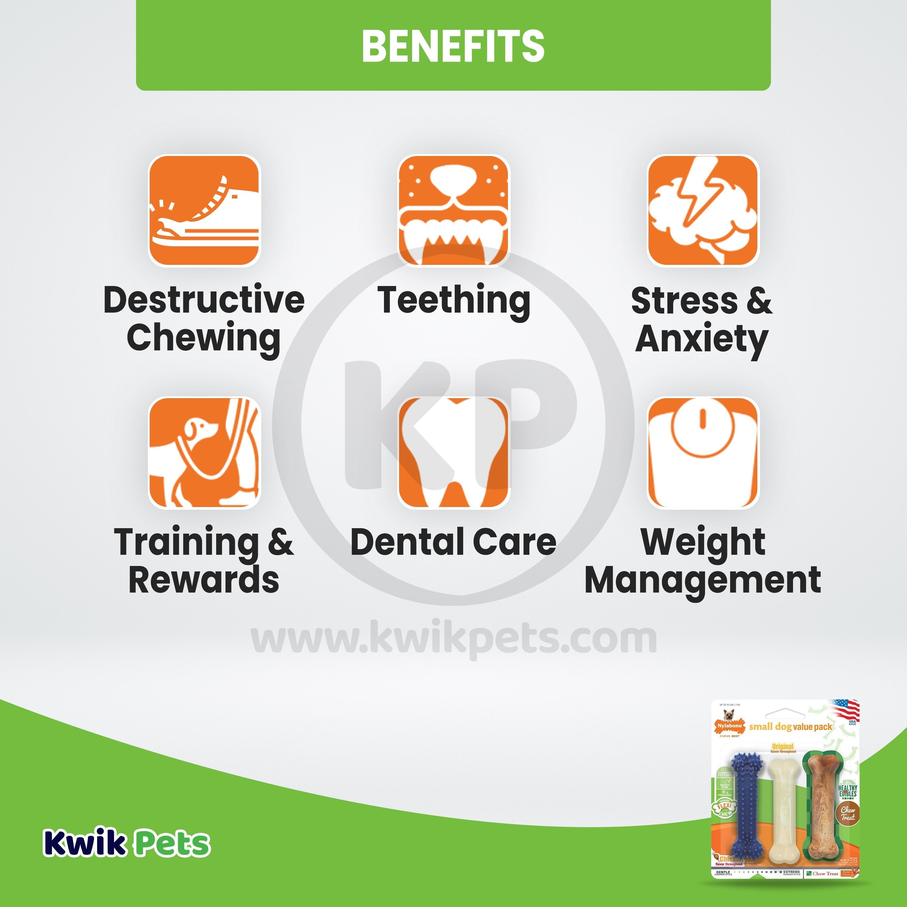 Nylabone Healthy Edibles & Flexi Chew Value Pack Chicken & Bacon XS/Petite - Up To 15 lbs 3 Count