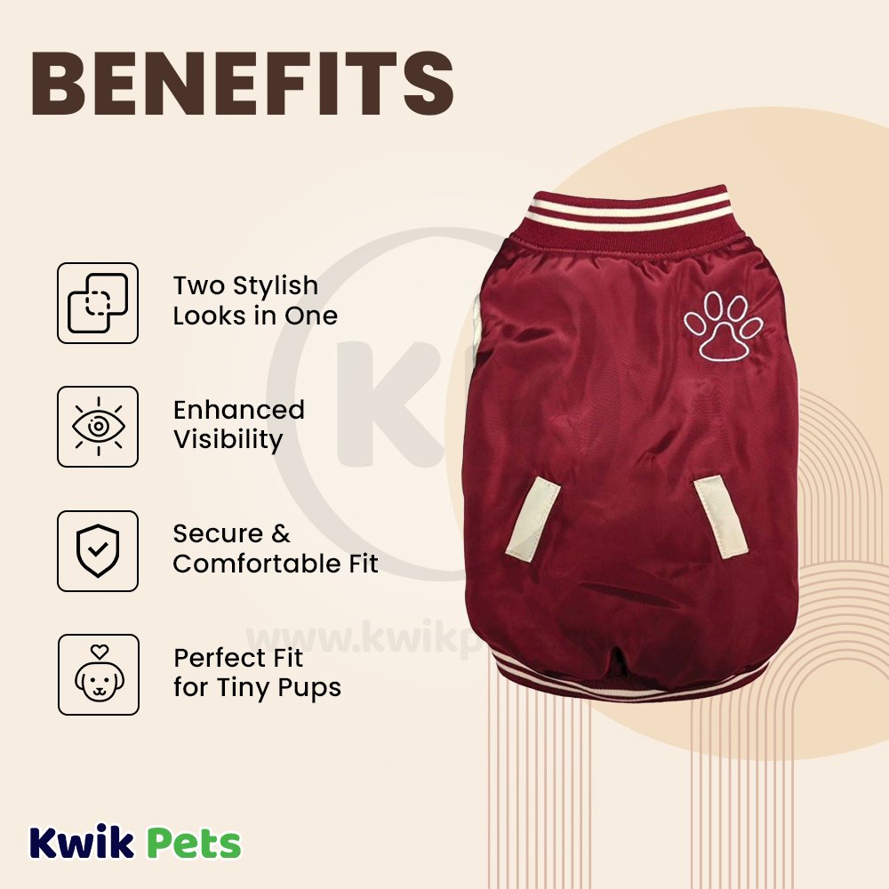 Fashion Pet Varsity Jacket Denim Cranberry XX-small