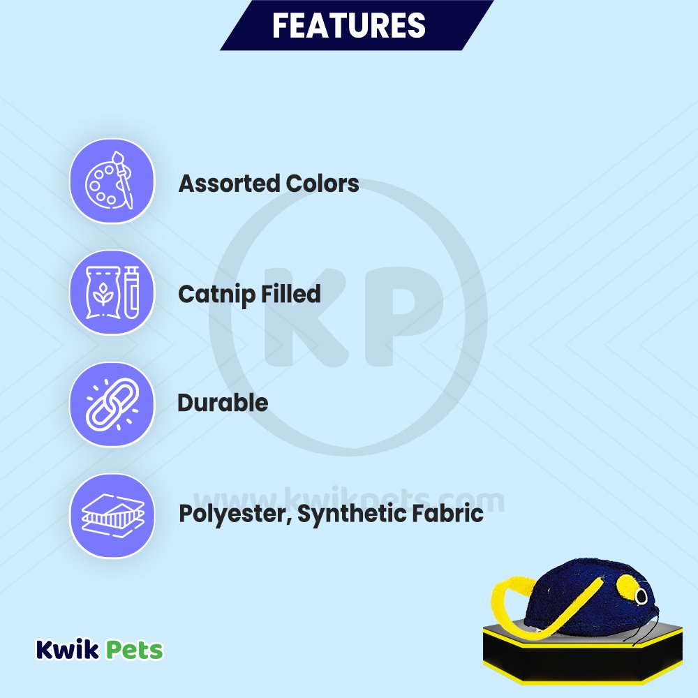 Spot Felt Mice Cat Toy with Catnip Assorted 6 Count 6-in