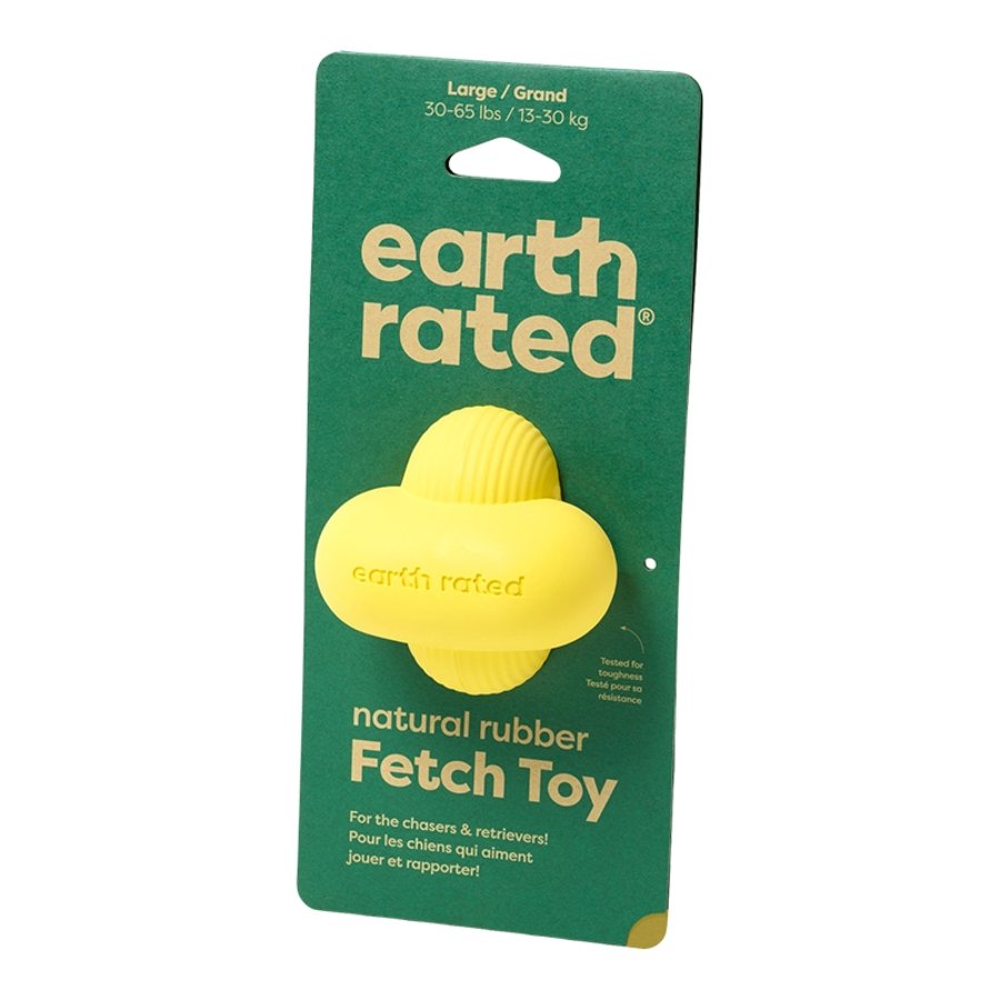 Earth Rated Natural Rubber Dog Fetch Toy Yellow Large