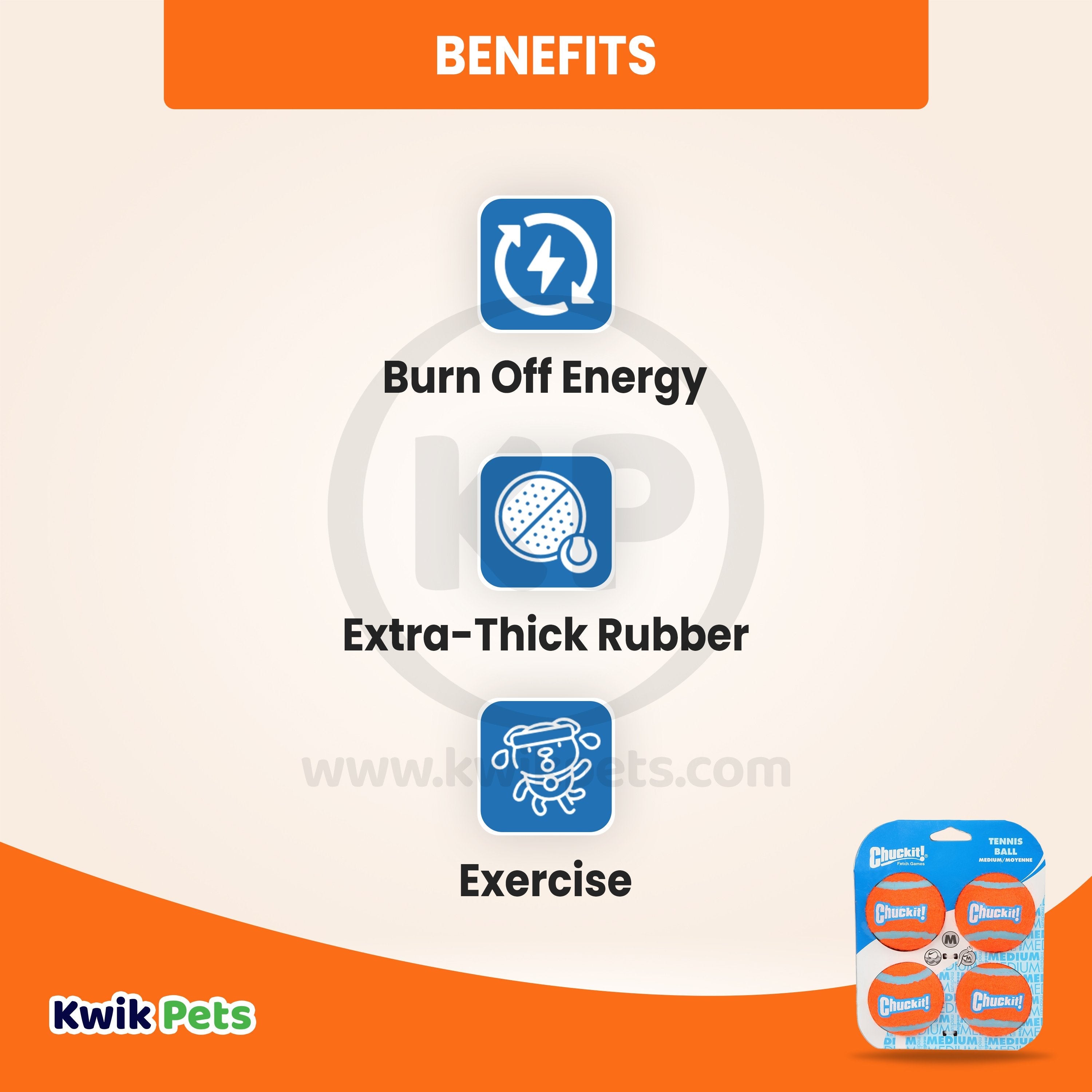 Chuckit! Tennis Ball Dog Toy Shrink Sleeve Blue/Orange Medium 4 Count