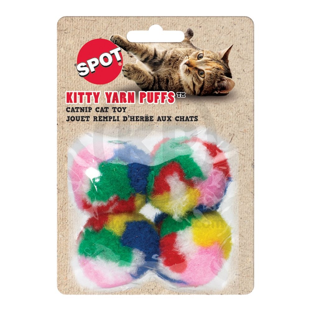 Spot Kitty Yarn Puffs Catnip Toy Assorted Small 4 Count 1.5-in