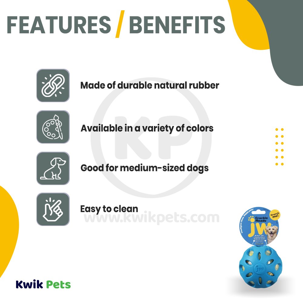 JW Pet Crackle Heads Crackle Ball Dog Toy Assorted Large