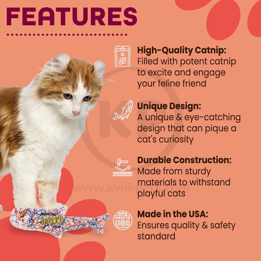 Yeowww! Pollock Fish Catnip Cat Toy Multicolor 11-in