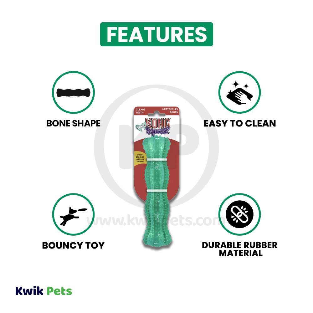 KONG Dental Squeezz Stick Dog Chew Toy Teal Medium