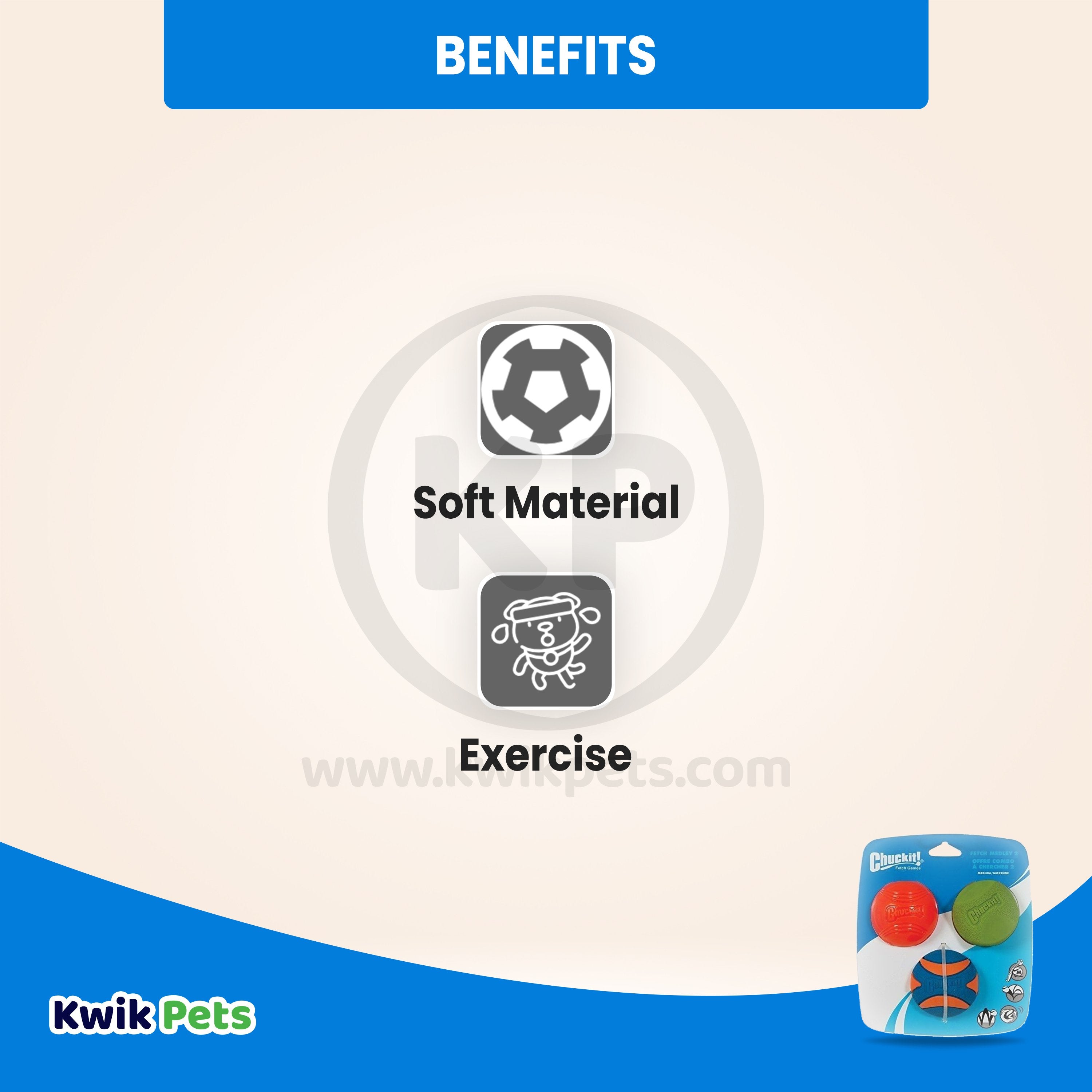 Chuckit! Fetch Ball Medley 2 Triple Pack Ball Dog Toy Medium 3 Count