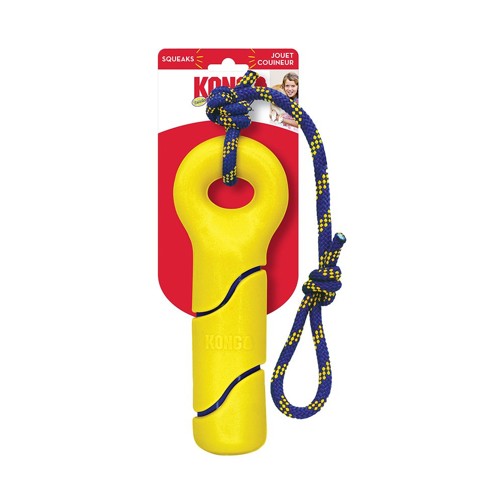 KONG Squeezz Tennis Buoy with Rope Dog Toy Yellow Large