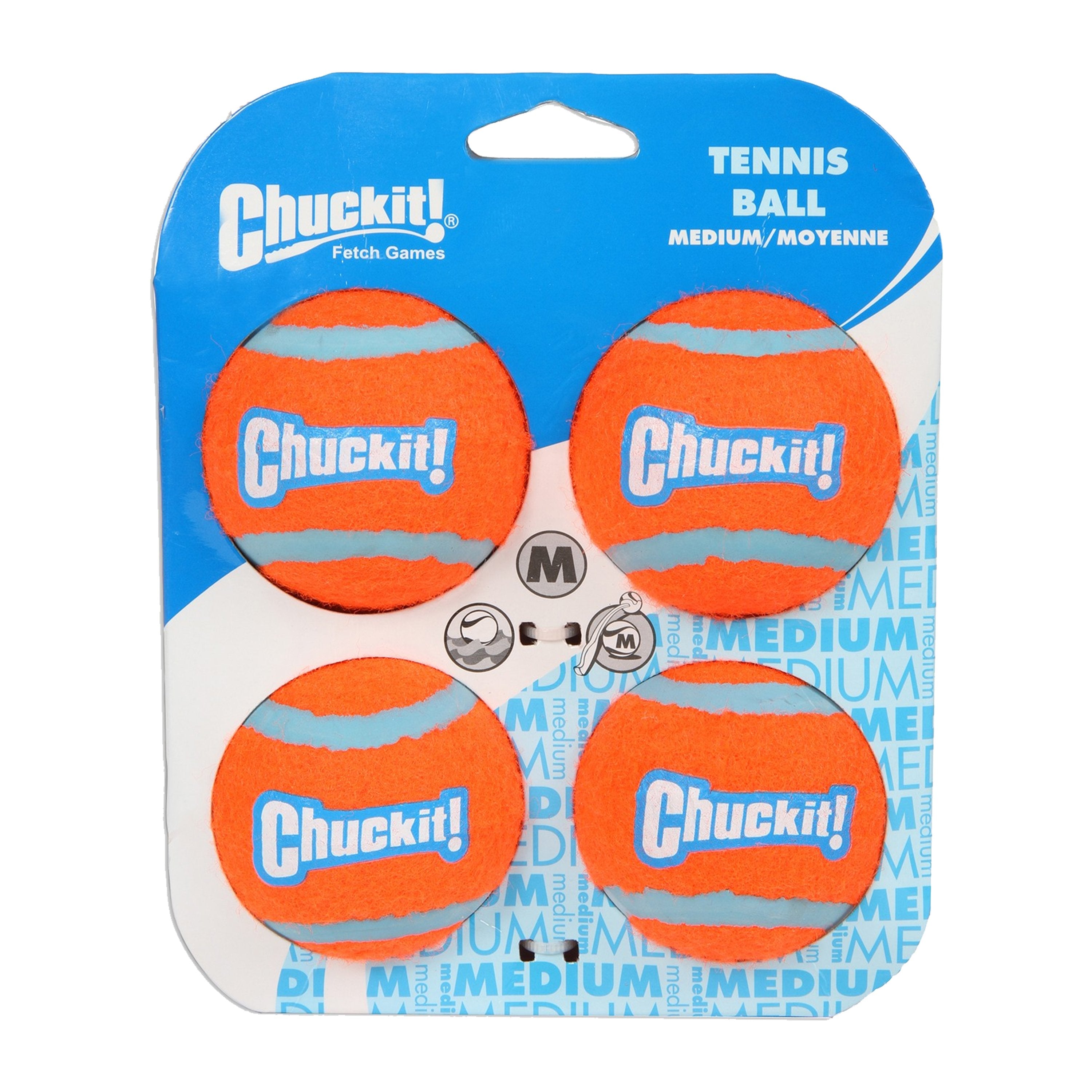 Chuckit! Tennis Ball Dog Toy Shrink Sleeve Blue/Orange Medium 4 Count