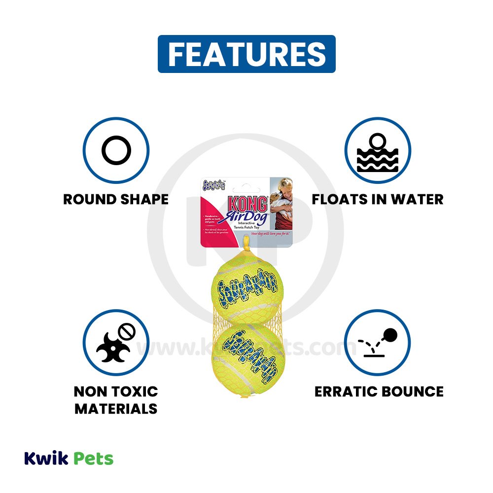 KONG AirDog Squeakair Tennis Ball Dog Toy Large 2 Count