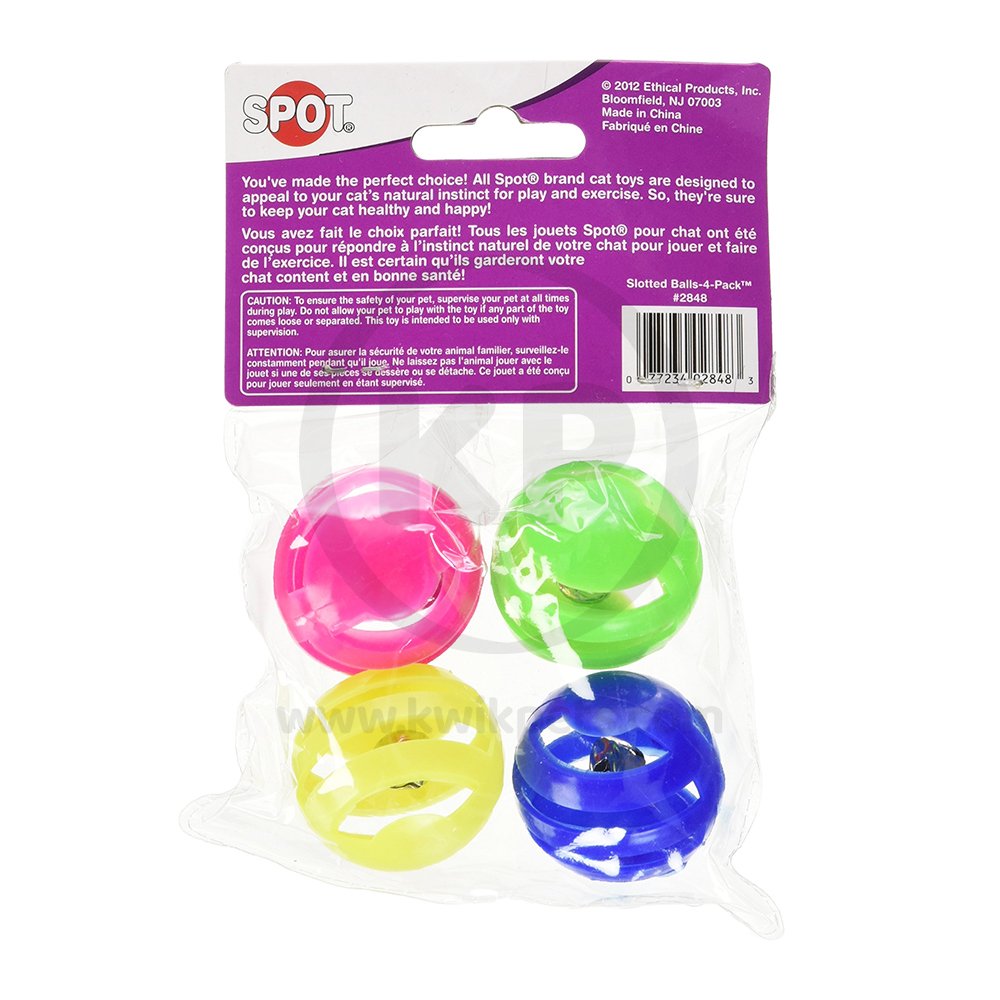 Spot Slotted Balls Cat Toy Multicolor 4 Count