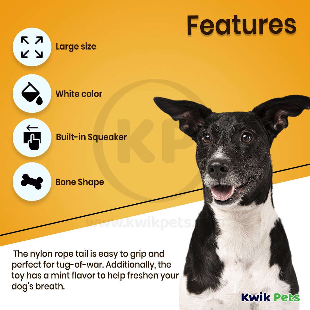 Boss Pet Digger's White Fleece Plush Bone Dog Toy Large