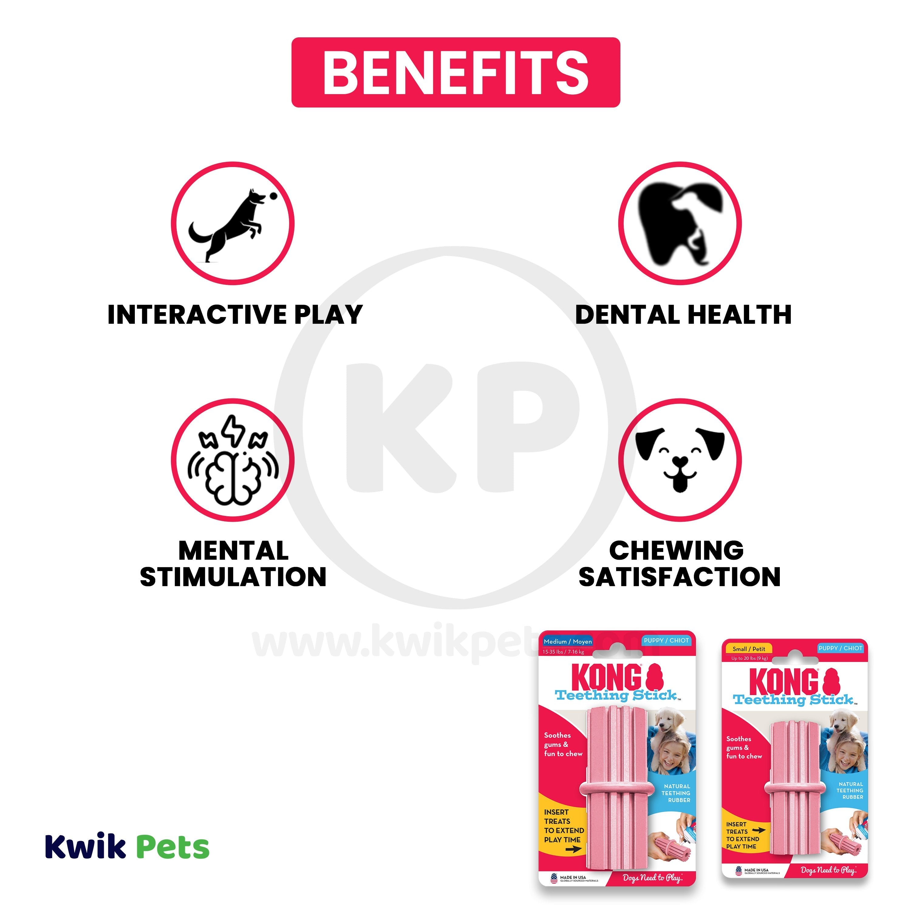 KONG Teething Stick Puppy Toy Assorted  Medium