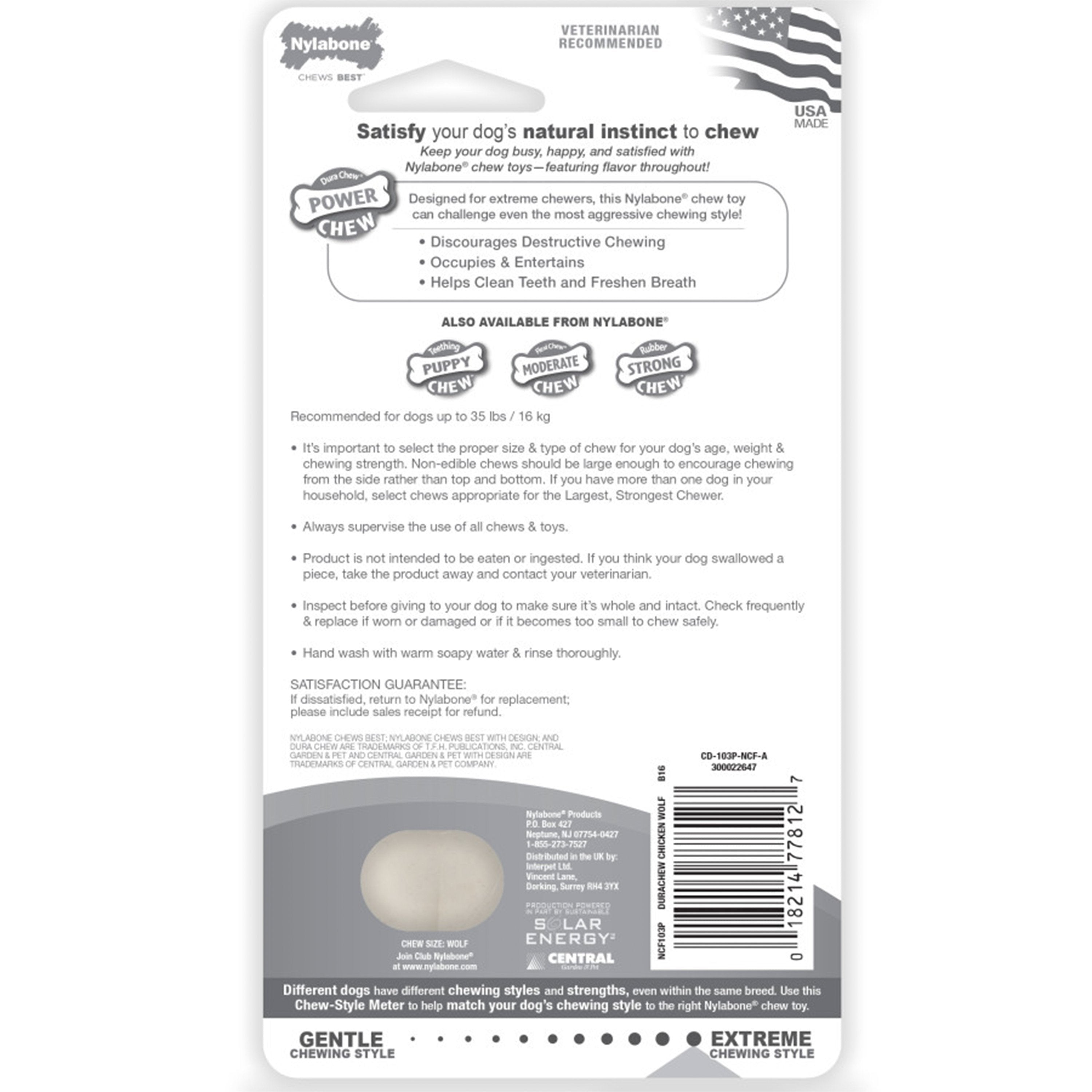 Nylabone Power Chew Dog Toy Chicken Medium/Wolf - Up To 35 lbs