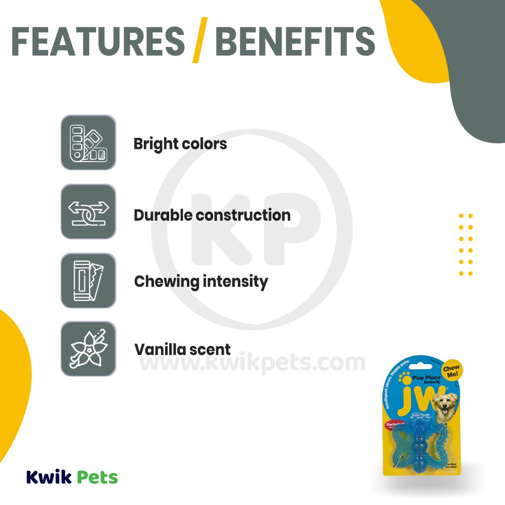 JW Pet PlayPlace Butterfly Teether Dog Toy Medium