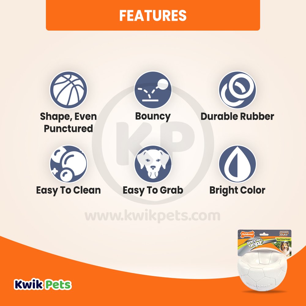 Nylabone Power Play Soccer Gripz Dog Toy Medium/Wolf - Up To 35 lbs