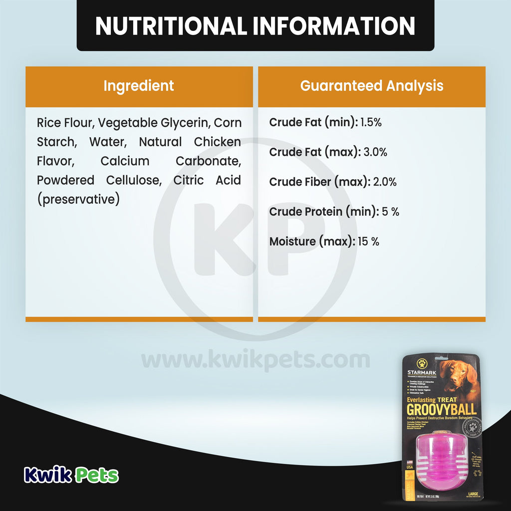 Starmark Everlasting Dog Treat Groovy Ball Chew Toy Large 3.5-oz