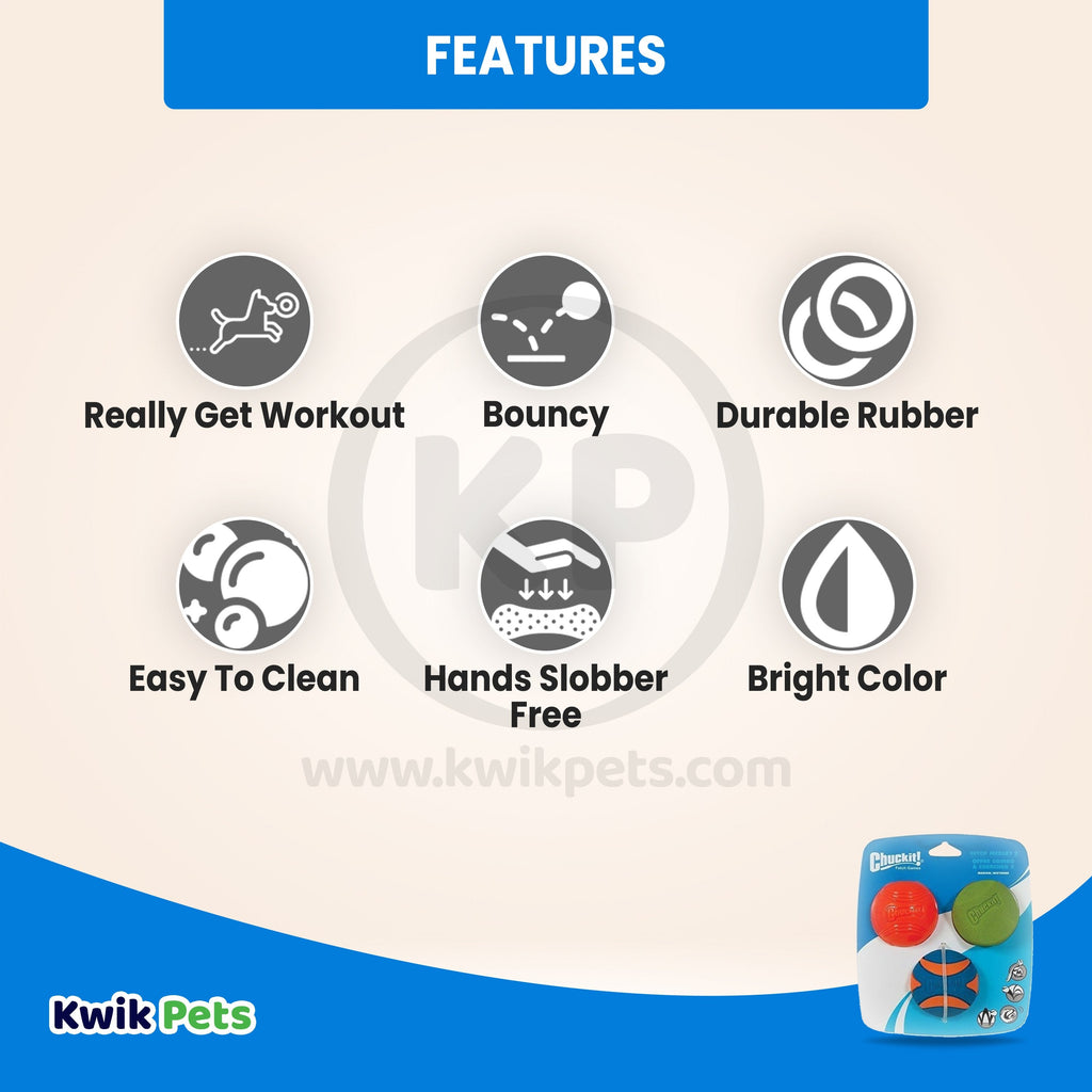 Chuckit! Fetch Ball Medley 2 Triple Pack Ball Dog Toy Medium 3 Count