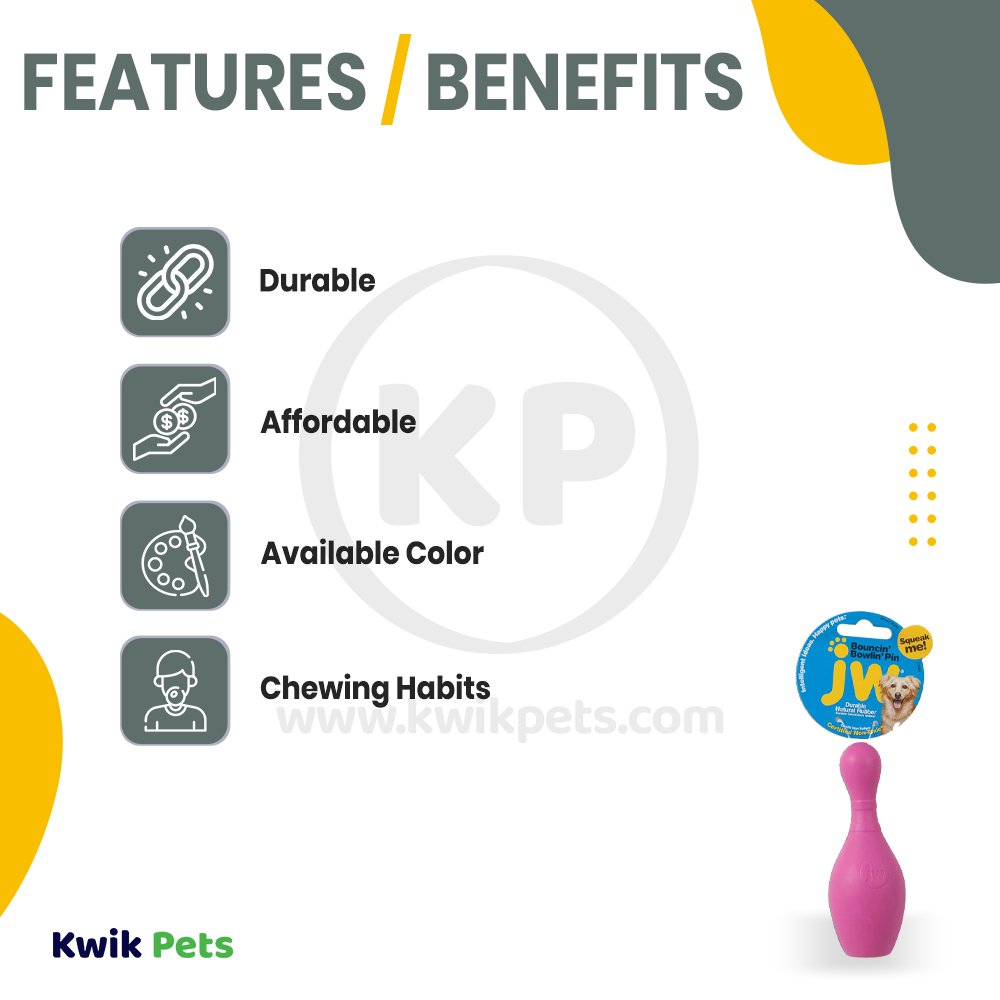 JW Pet Bouncin' Bowlin Pin Dog Toy Assorted Small