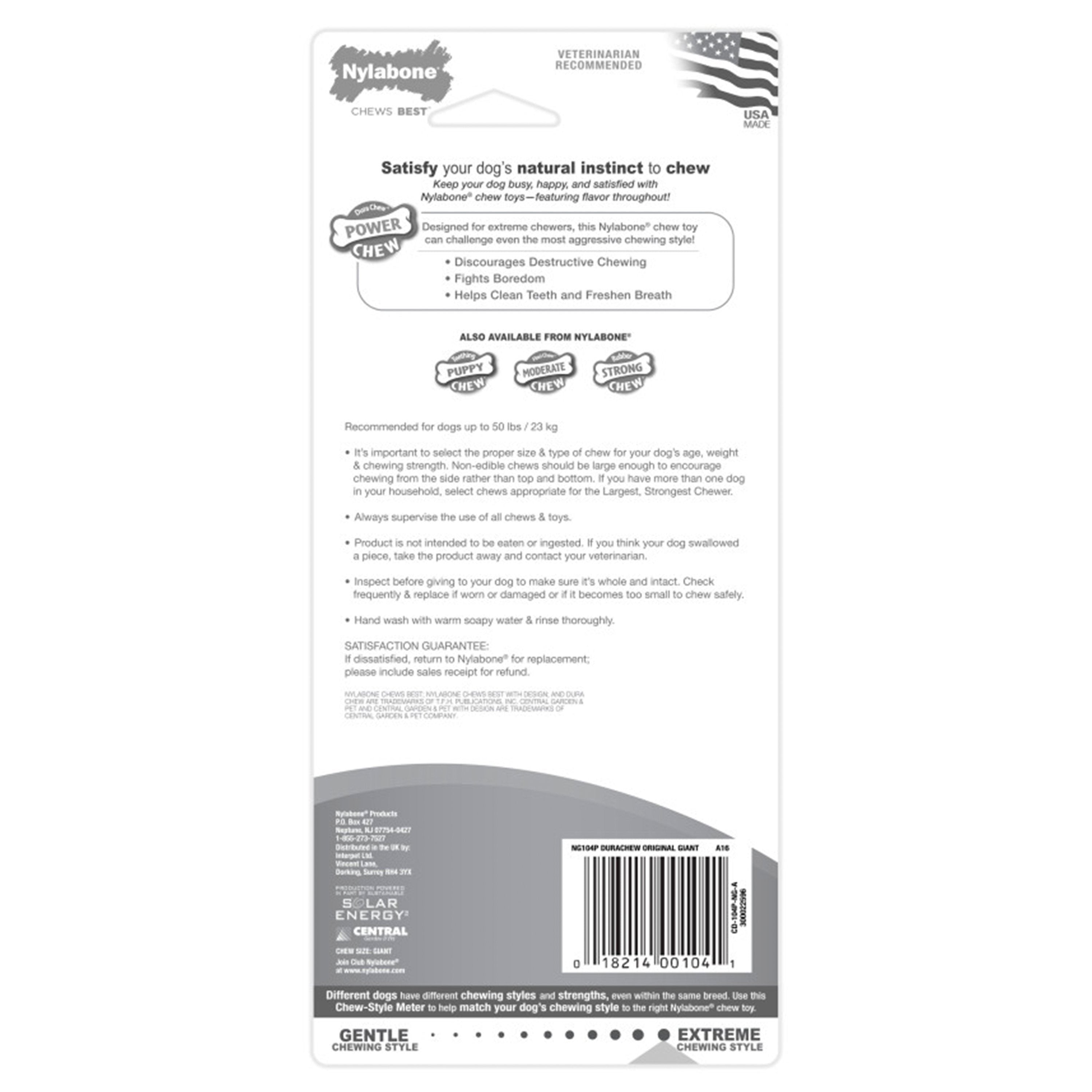 Nylabone Power Chew Dog Toy Original Large/Giant - Up To 50 lbs