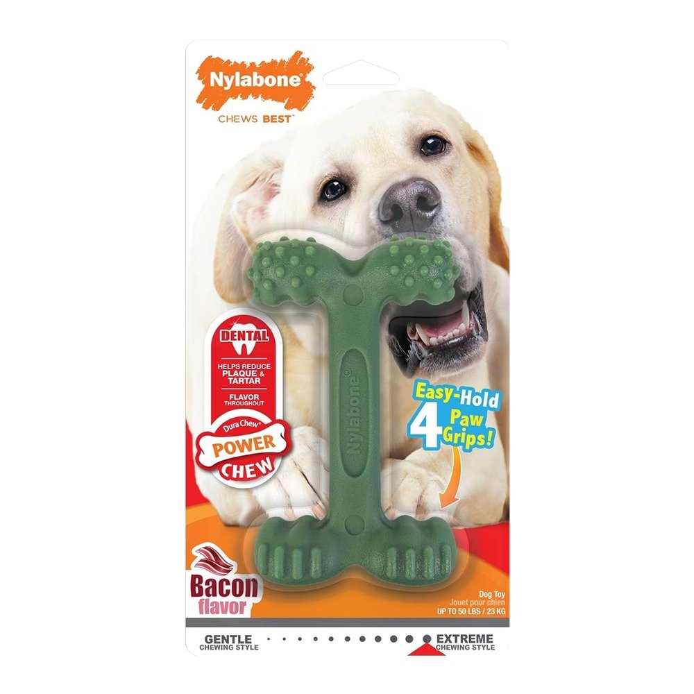Nylabone Power Chew Easy-Hold Dental Dog Toy Bacon Large/Giant - Up To 50 lbs