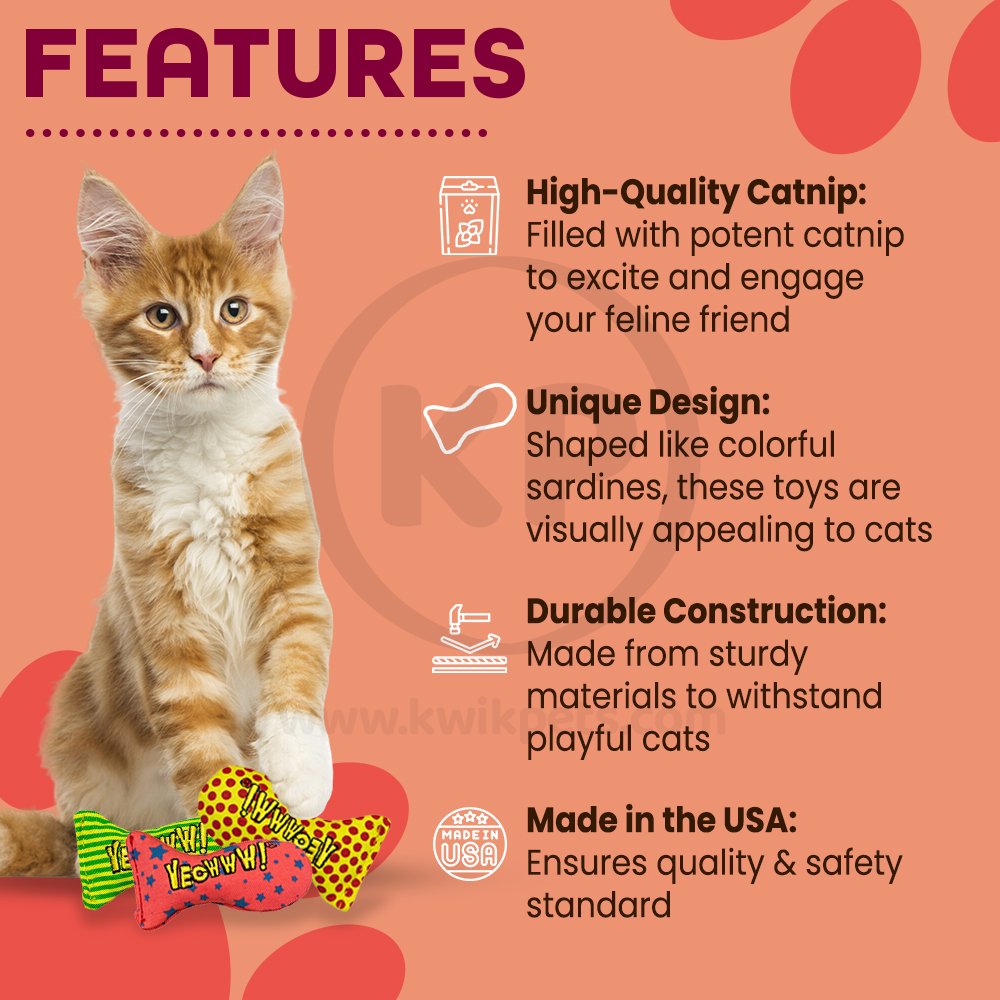 Yeowww! Stinkies Sardines Catnip Cat Toy Assorted 3 Count 3-in