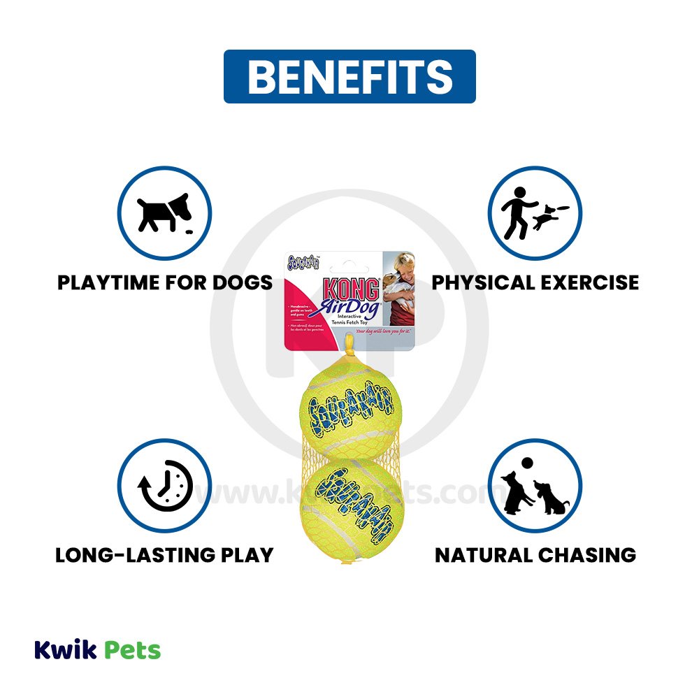 KONG AirDog Squeakair Tennis Ball Dog Toy Large 2 Count