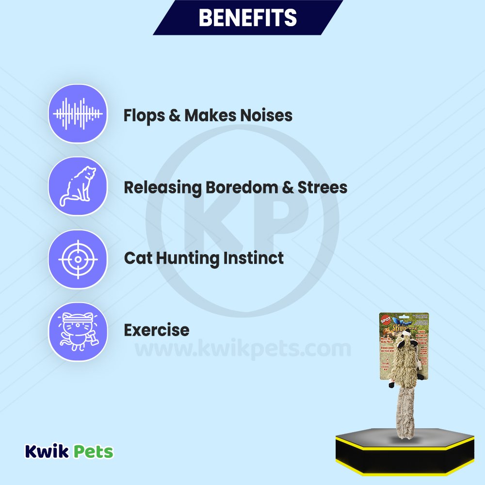 Skinneeez Flippin'  Electronic Cat Toy Racoon with Catnip 15-in