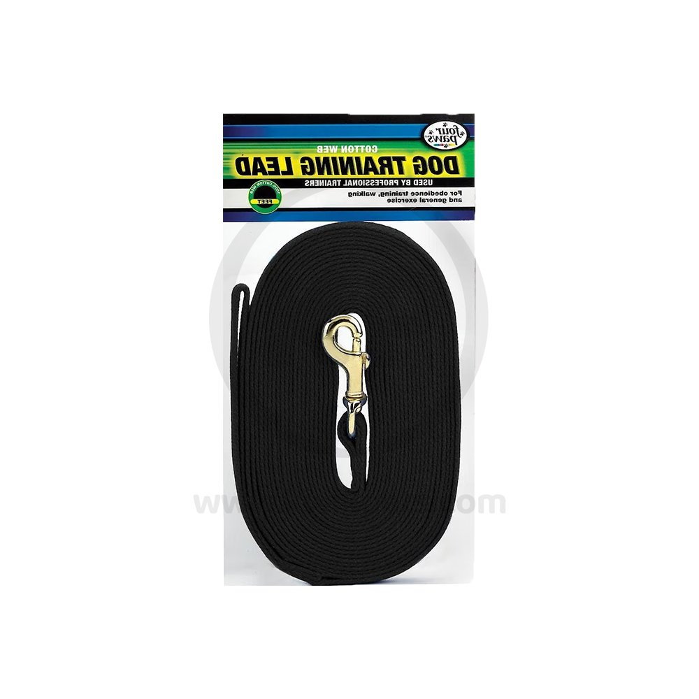 Four Paws Cotton Web Dog Training Lead Black 10-ft