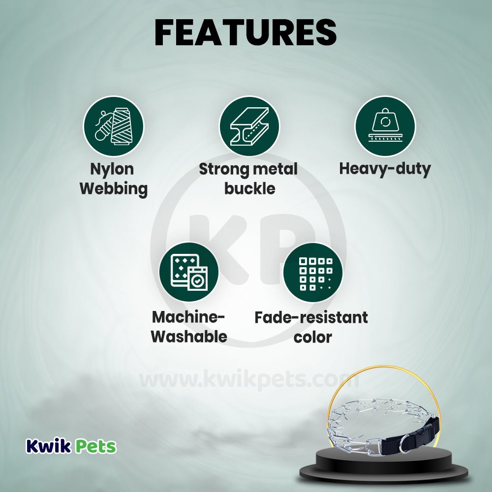 Coastal Titan Easy-On Prong Dog Training Collar with Buckle Black 3.3 mm x 20 in