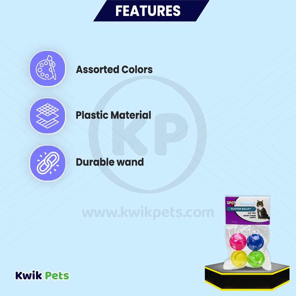 Spot Slotted Balls Cat Toy Multicolor 4 Count