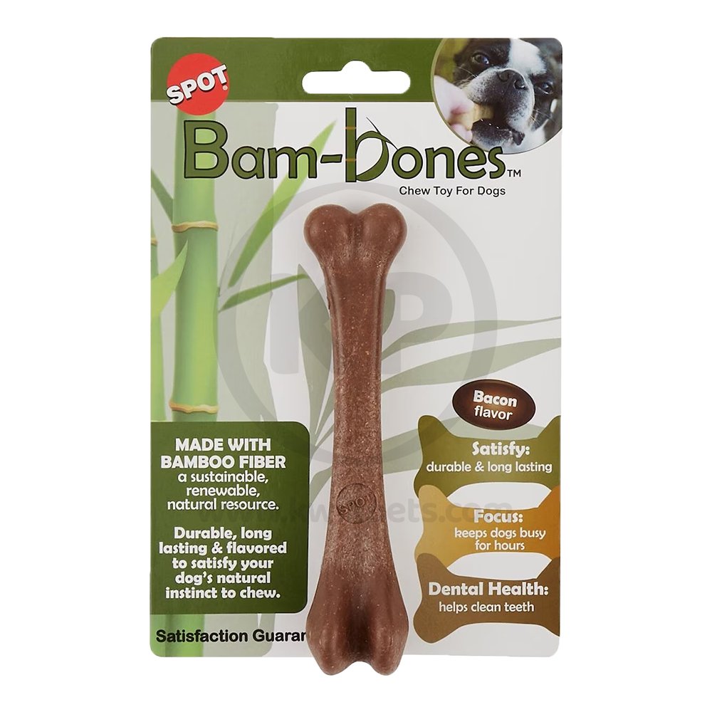 Spot Bam-Bones Bacon Bone Dog Chew Toy Medium 5.75-in