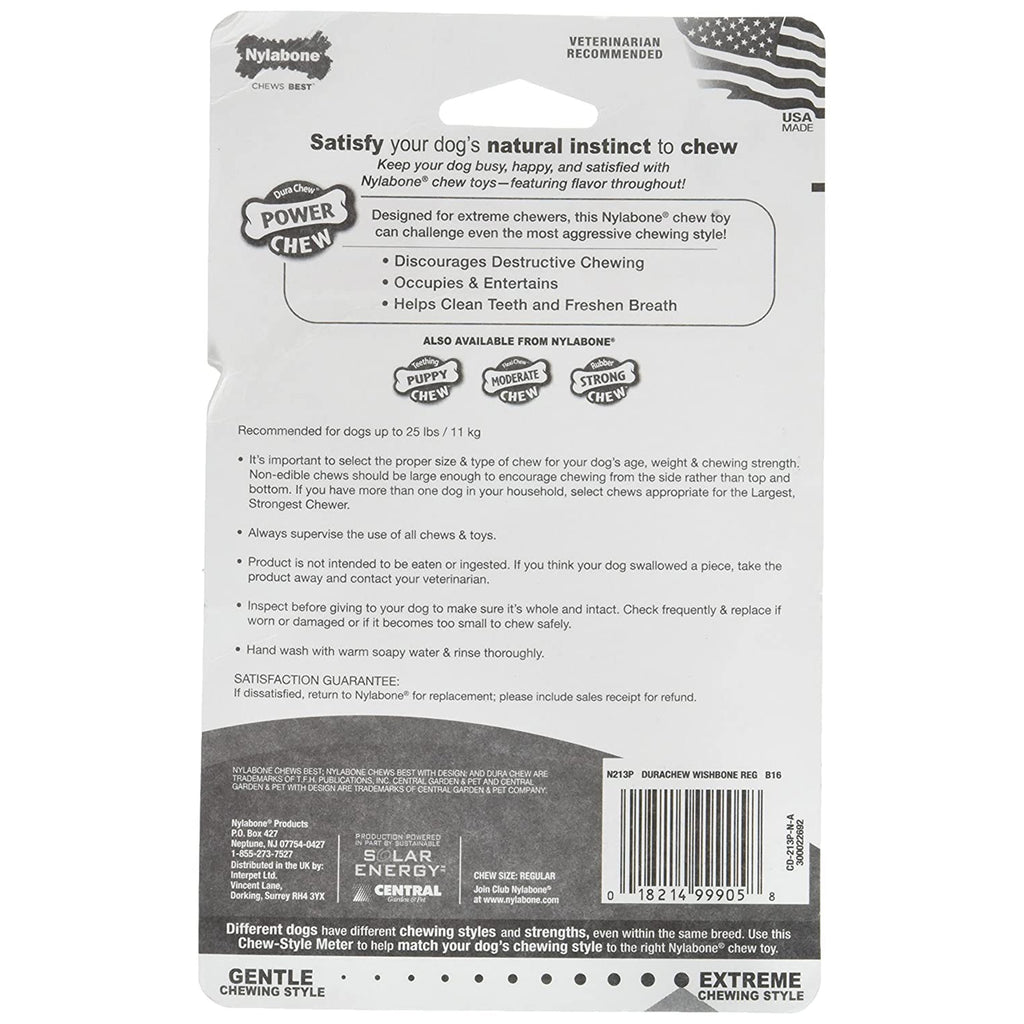 Nylabone Power Chew Original Wishbone Adult Dog Toy Small/Regular - Up To 25 lbs