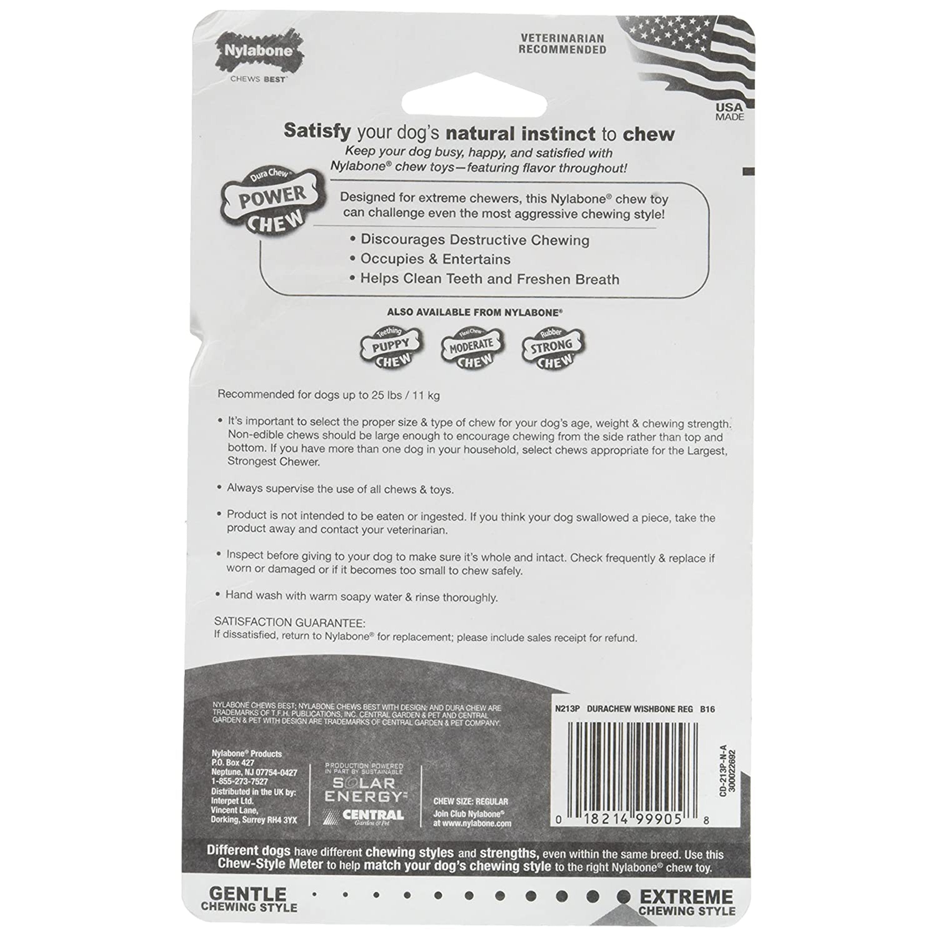 Nylabone Power Chew Original Wishbone Adult Dog Toy Small/Regular - Up To 25 lbs