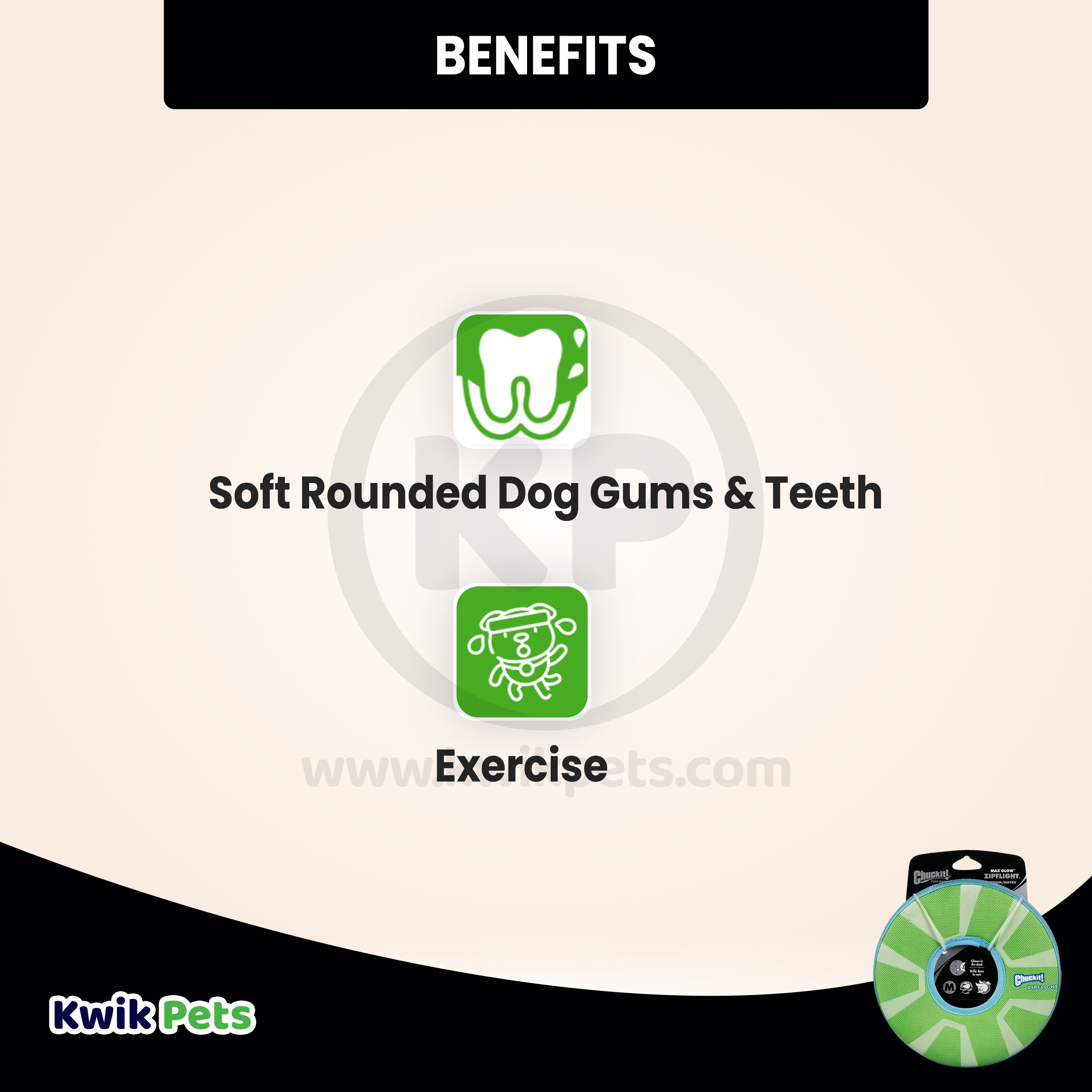 Chuckit! ZipFlight Max Glow Dog Toy Green/White Medium