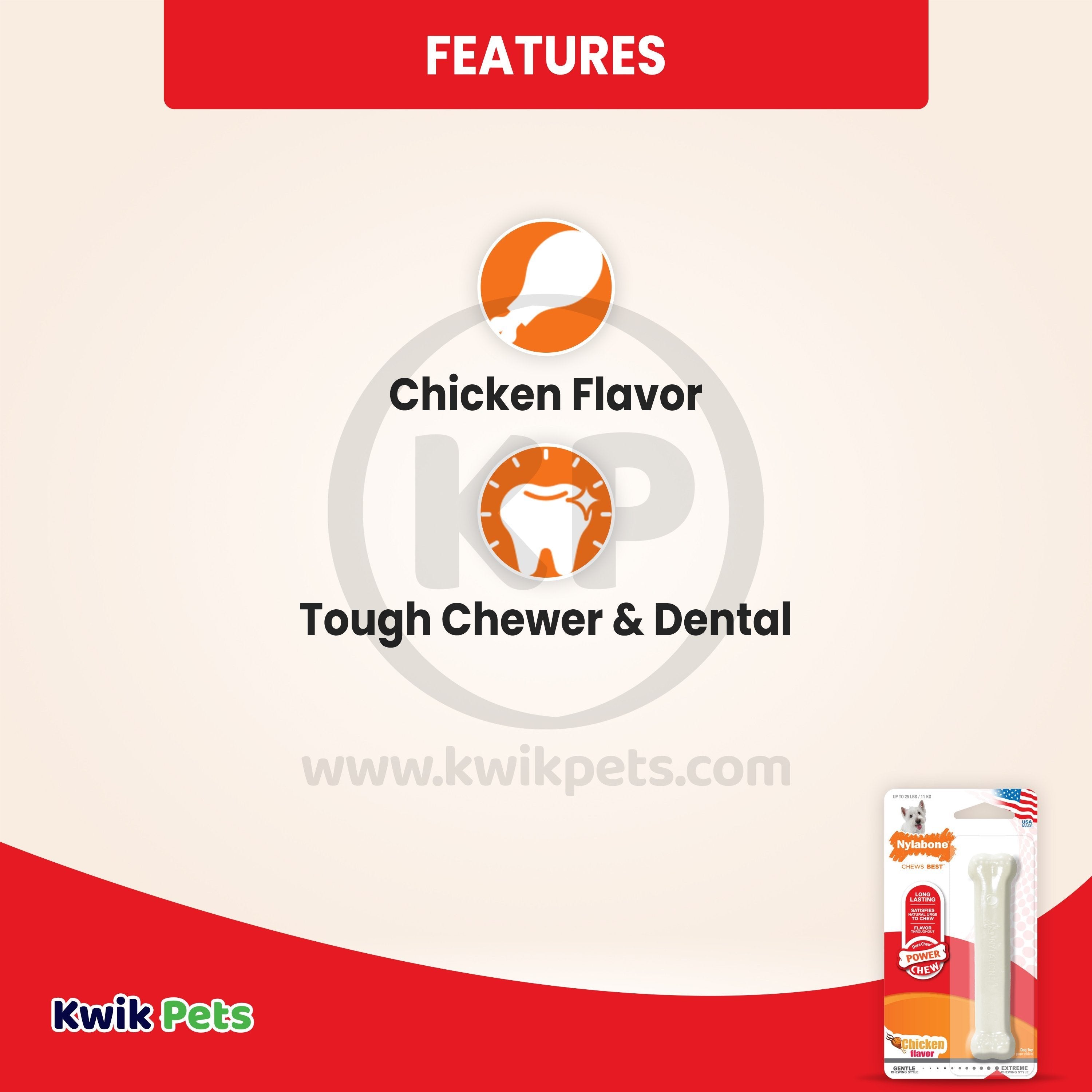 Nylabone Power Chew Dog Toy Chicken Small/Regular - Up To 25 Ibs