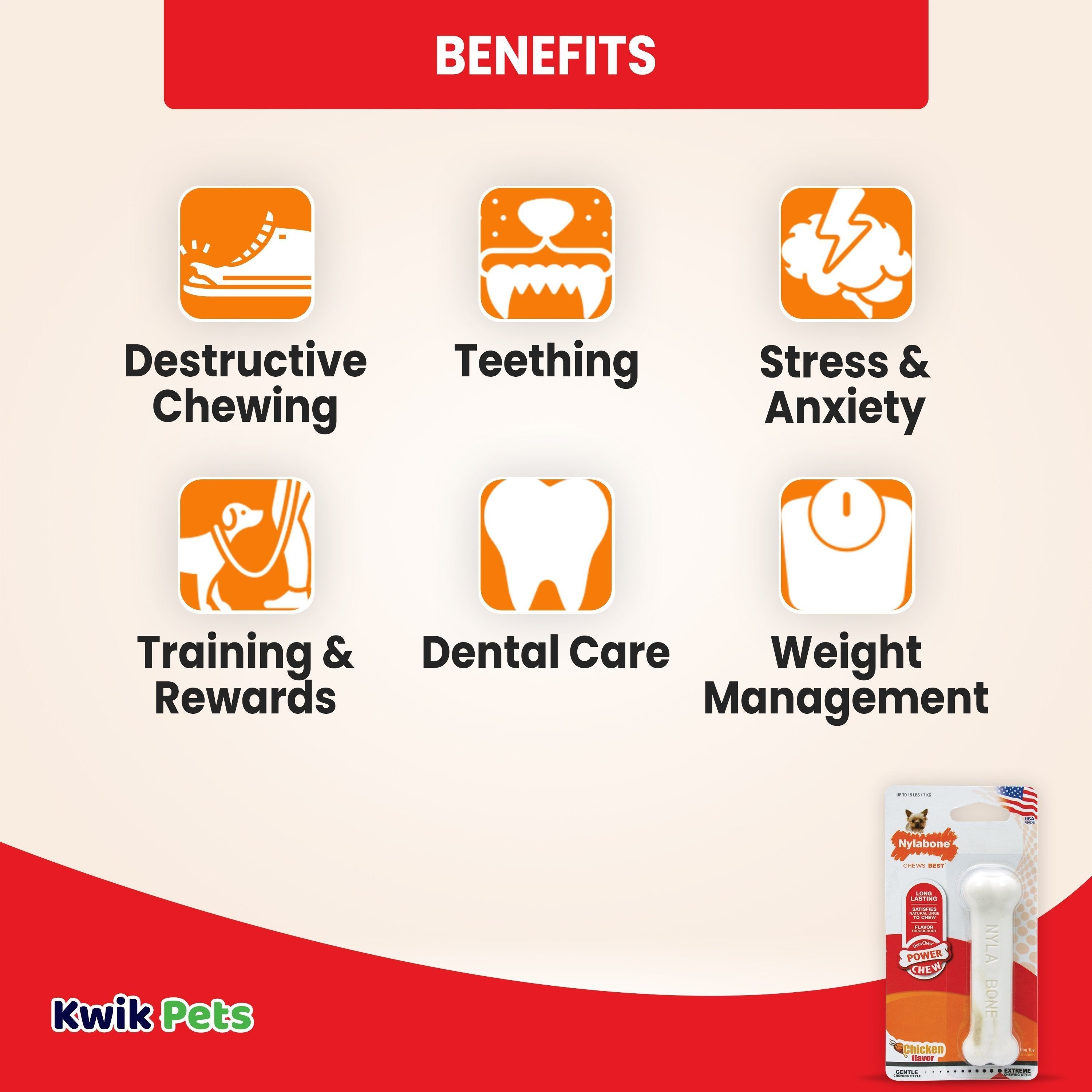 Nylabone Power Chew Dog Toy Chicken XS/Petite - Up To 15 lbs