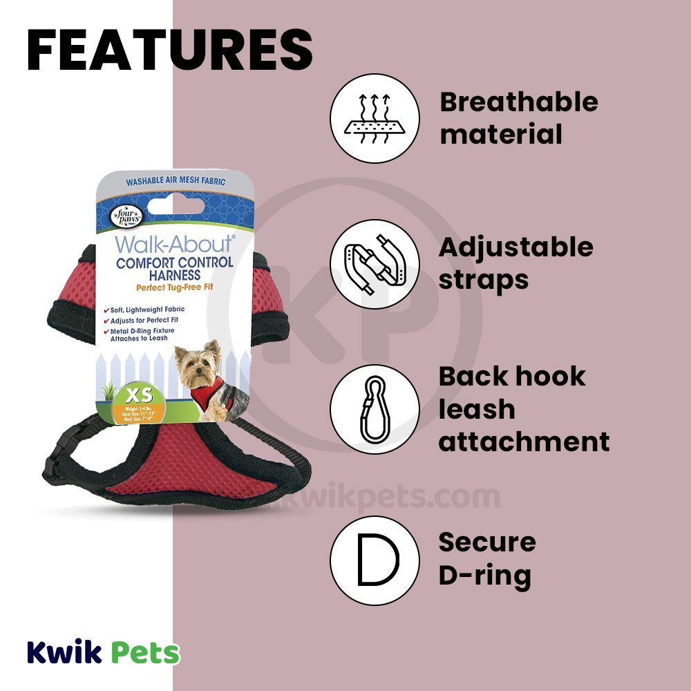 Four Paws Comfort Control Dog Harness Red Extra Small