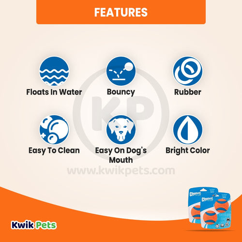 Chuckit! Ultra Ball Dog Toy Blue/Orange Medium 2 Pack of 2 Count