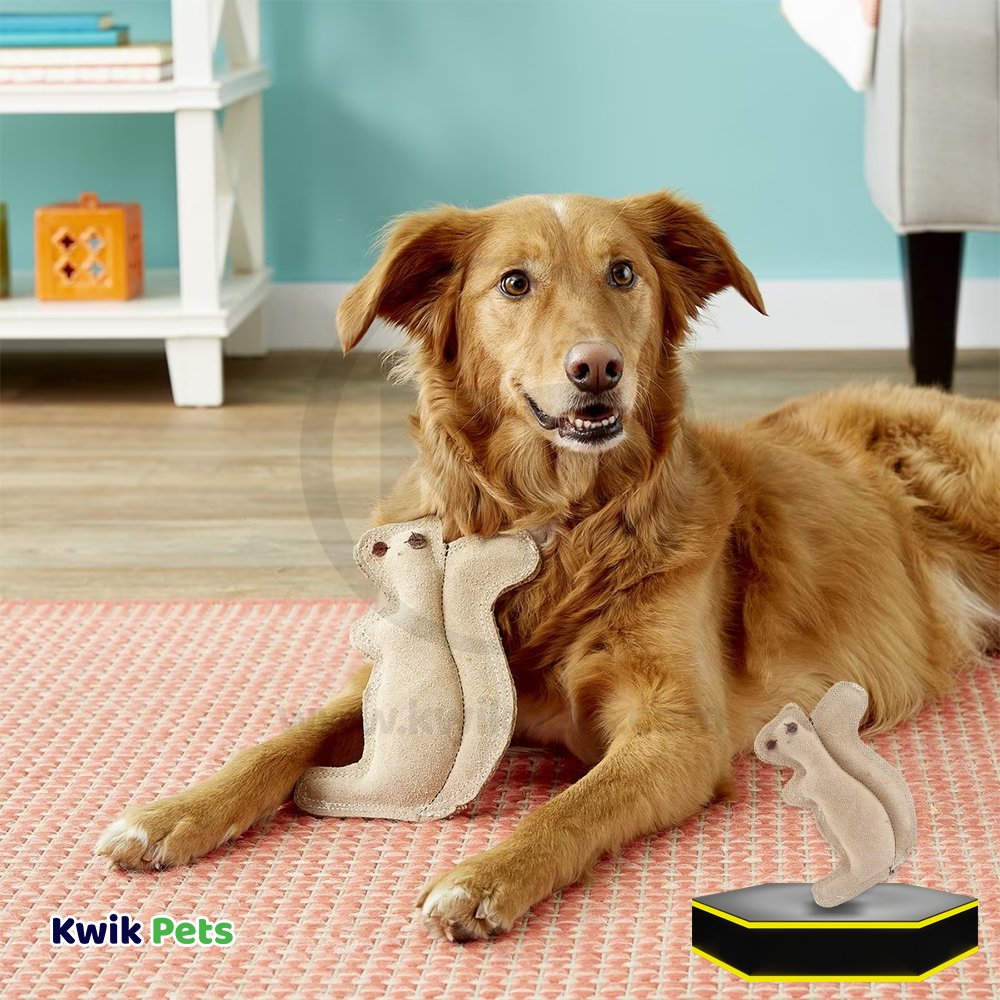 Spot Dura-Fused Leather & Jute Dog Toy Squirrel Tan Small