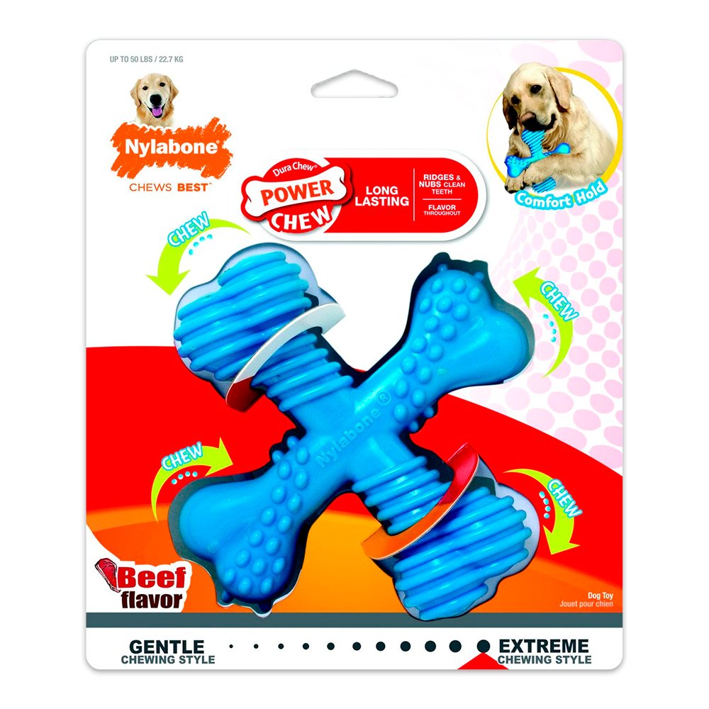 Nylabone Comfort Hold X Bone Power Chew Durable Dog Toy Beef Large/Giant - Up To 50 lbs