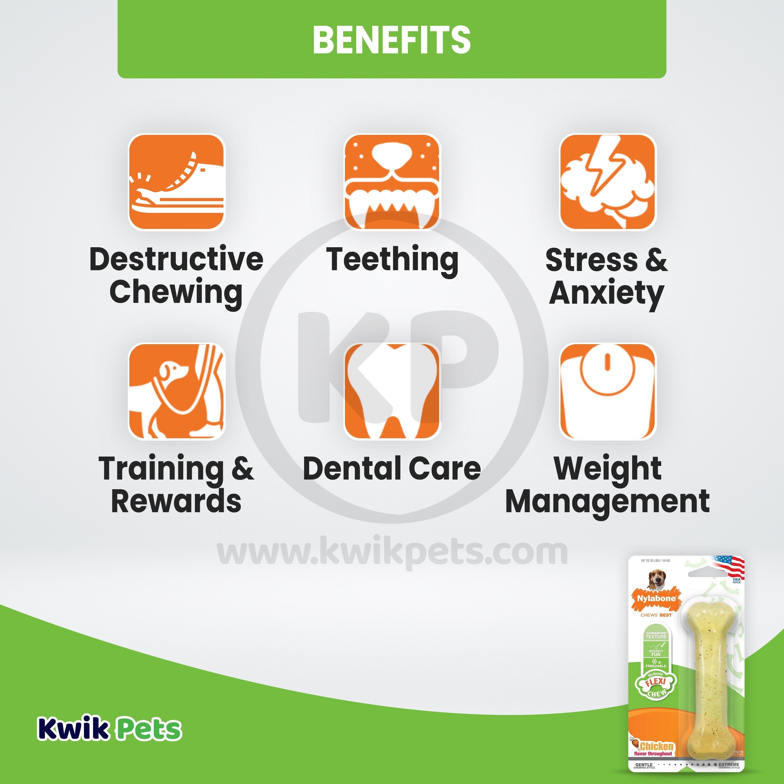 Nylabone Moderate Chew Dog Toy Chicken Medium/Wolf - Up To 35 lbs